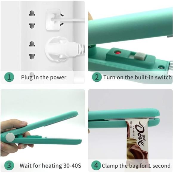 2 PACK Mini Bag Sealer Heat Seal, Handheld Food Sealer Bag Resealer for Food - Picture 5 of 6